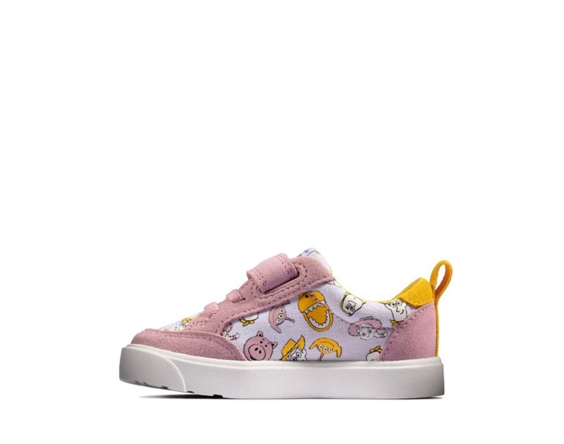 Clarks City Howdy Canvas Shoes Pink Girls - India T4O2864-I6