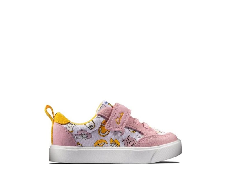 Clarks City Howdy Canvas Shoes Pink Girls - India T4O2864-I6