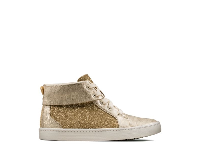 Clarks City Oasis Hi Trainers Boots Gold Girls - India V9A2545-W3