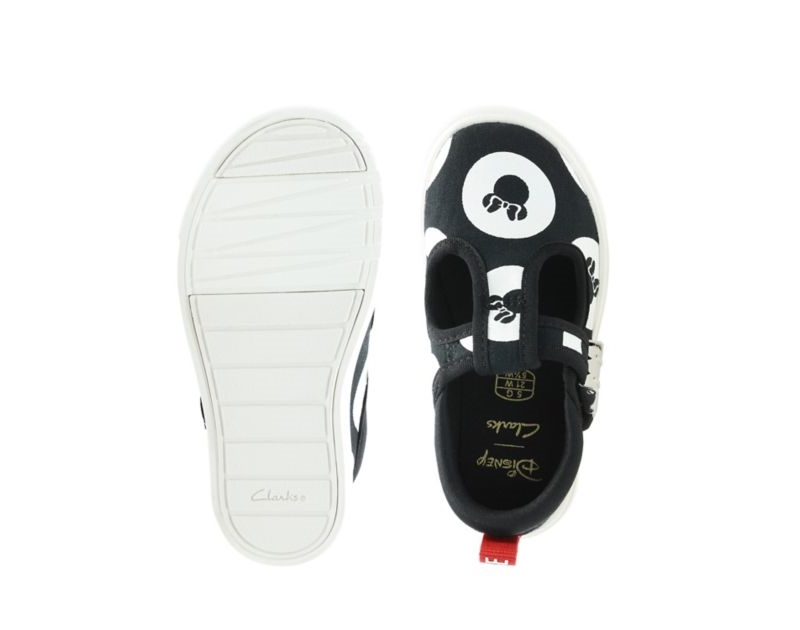 Clarks City Polka Canvas Shoes Black Girls - India X5M3678-E4