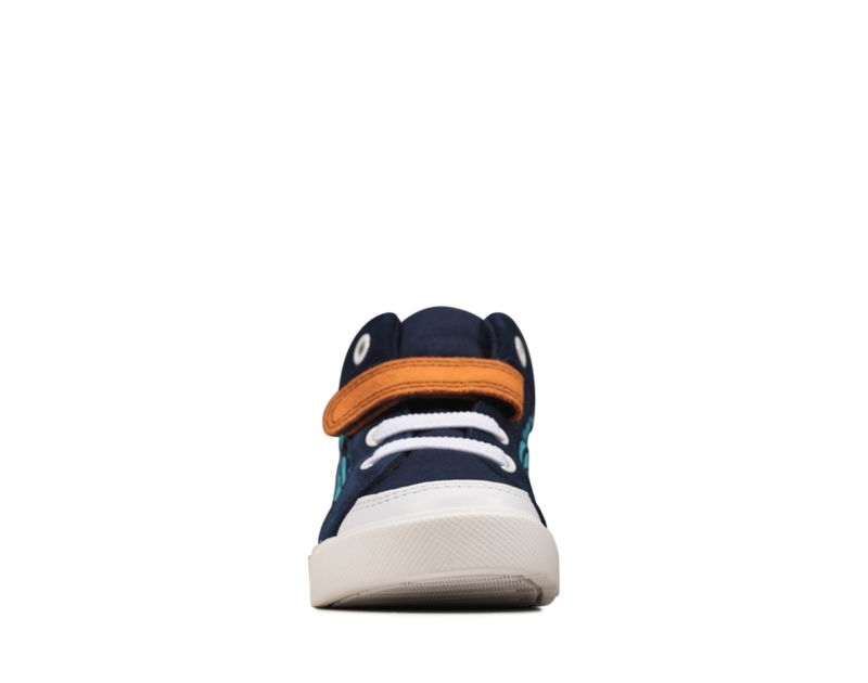 Clarks City Pop Canvas Shoes Boots Navy Girls - India K6B5661-J0