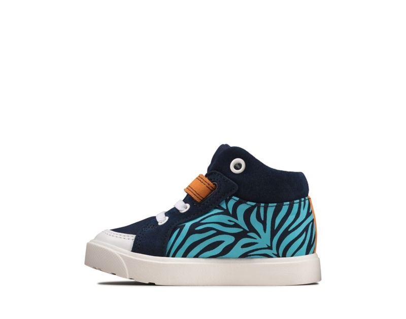 Clarks City Pop Canvas Shoes Boots Navy Girls - India K6B5661-J0