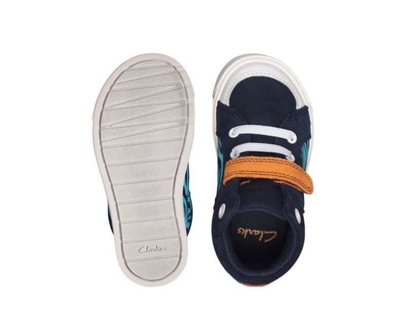 Clarks City Pop Canvas Shoes Boots Navy Girls - India K6B5661-J0