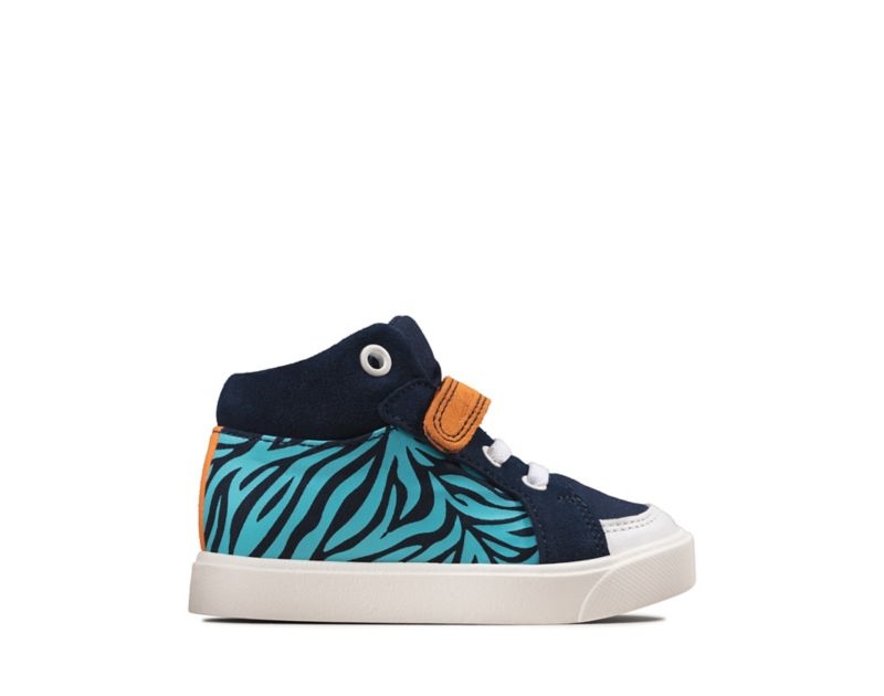 Clarks City Pop Canvas Shoes Boots Navy Girls - India K6B5661-J0
