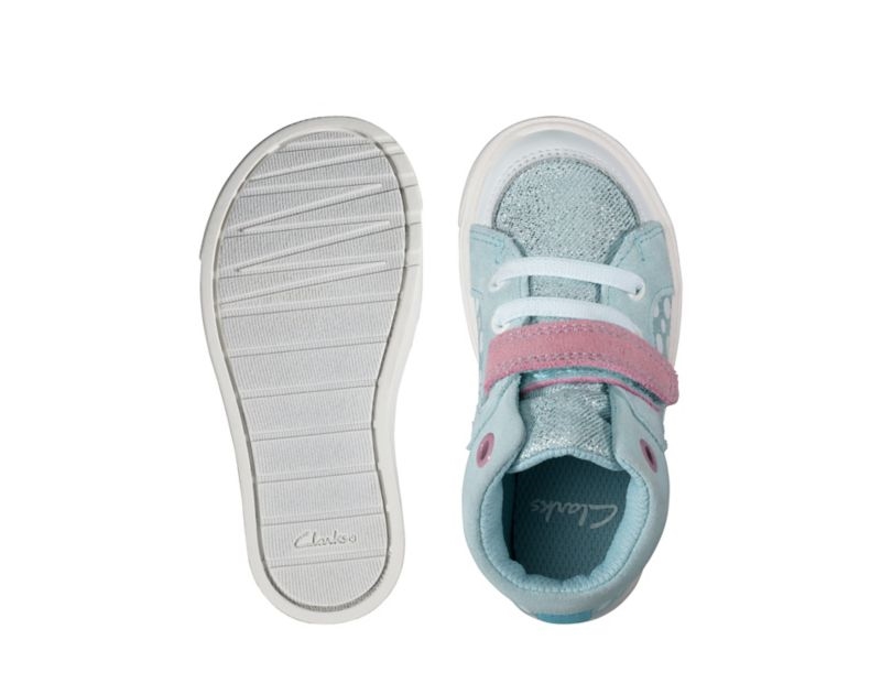 Clarks City Pop Canvas Shoes Light Blue Girls - India K4C3581-O1