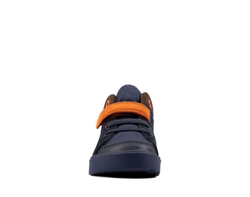 Clarks City Pop Hi-tops Canvas Shoes Navy Girls - India W1R6277-O4