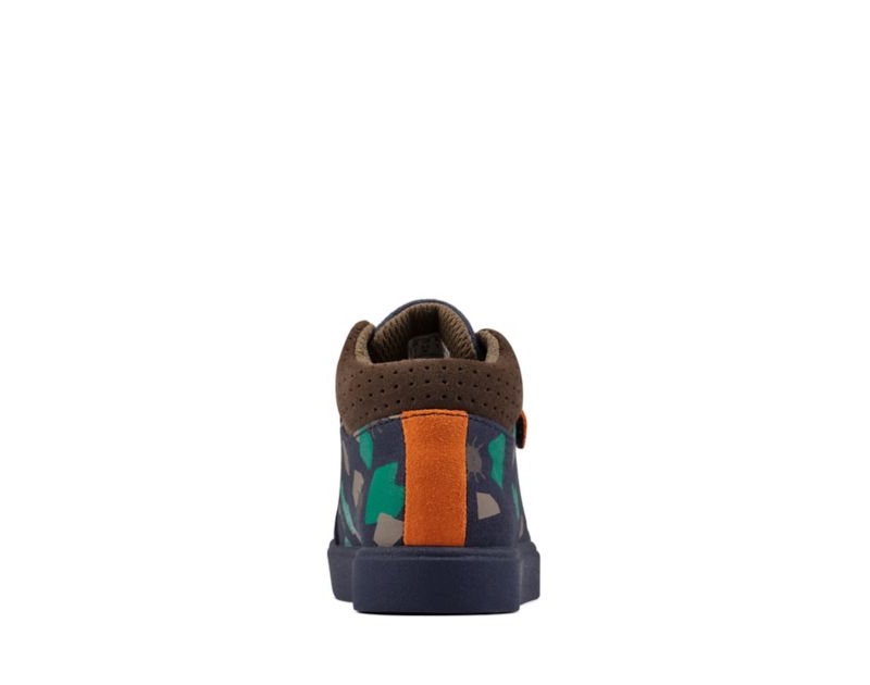Clarks City Pop Hi-tops Canvas Shoes Navy Girls - India W1R6277-O4