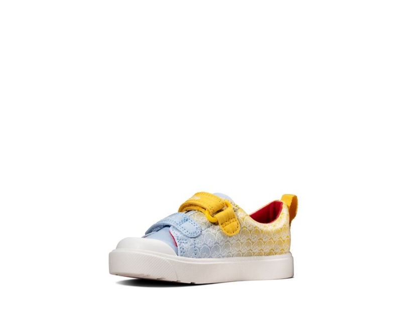 Clarks City Shell Canvas Shoes Yellow Girls - India W1N6177-E8