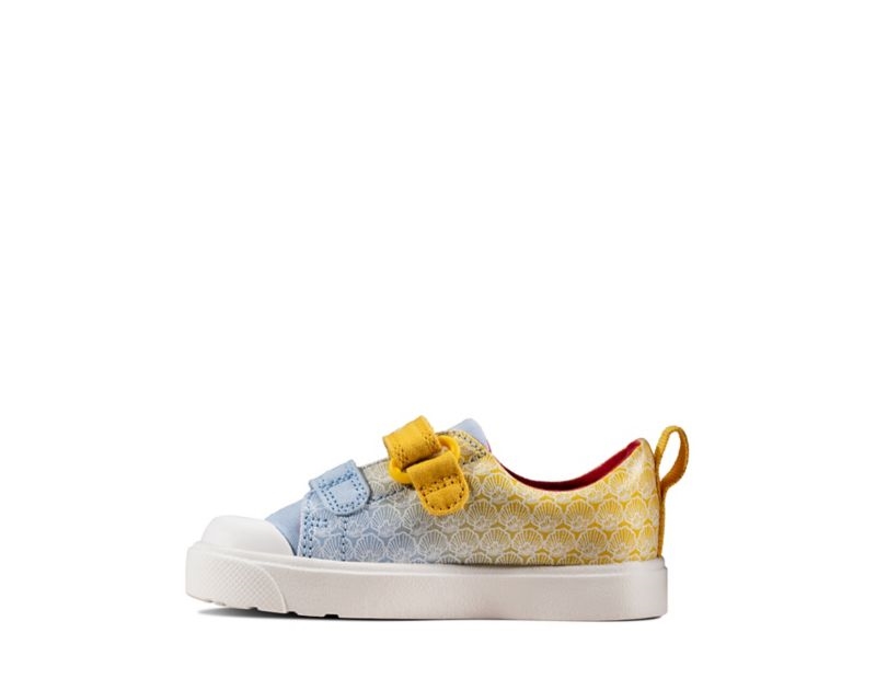 Clarks City Shell Canvas Shoes Yellow Girls - India W1N6177-E8