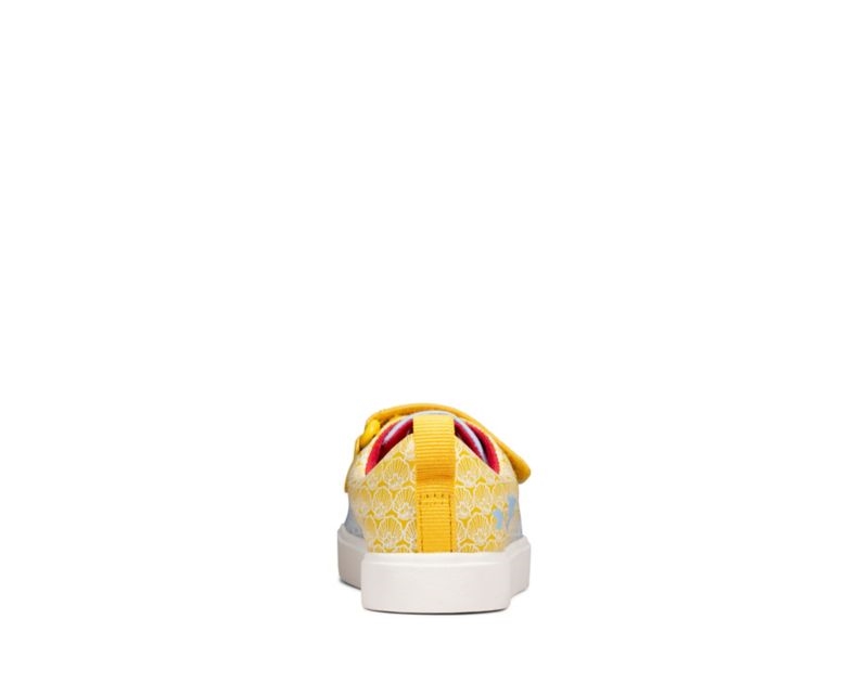 Clarks City Shell Canvas Shoes Yellow Girls - India W1N6177-E8