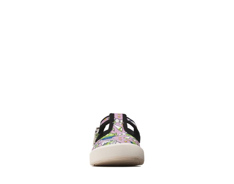Clarks City Sheriff Canvas Shoes Purple Girls - India J3Q8026-Y0