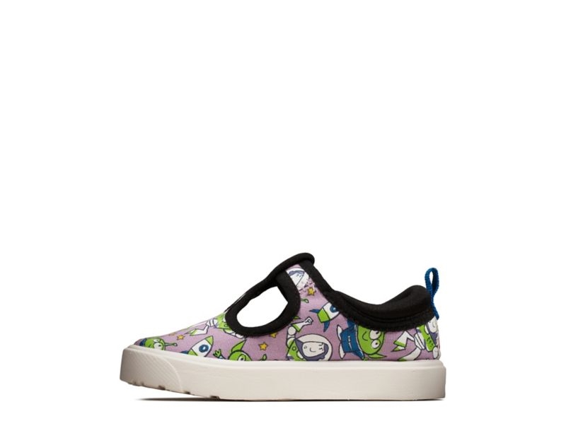 Clarks City Sheriff Canvas Shoes Purple Girls - India J3Q8026-Y0
