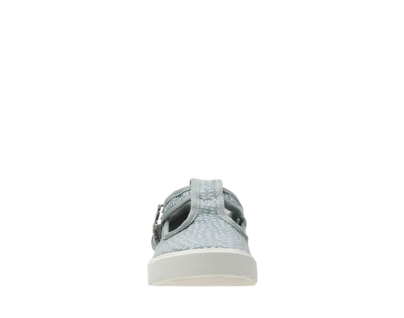 Clarks City Spark Canvas Shoes Silver Metal Girls - India R0C6380-I1