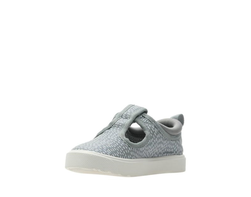 Clarks City Spark Canvas Shoes Silver Metal Girls - India R0C6380-I1