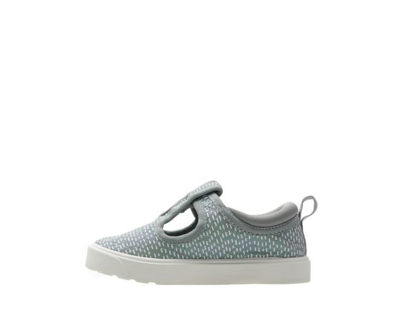 Clarks City Spark Canvas Shoes Silver Metal Girls - India R0C6380-I1