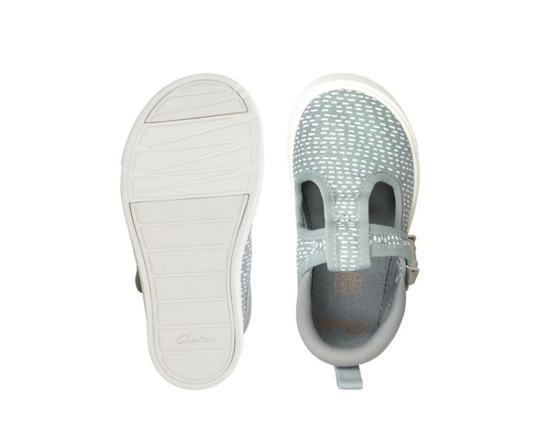 Clarks City Spark Canvas Shoes Silver Metal Girls - India R0C6380-I1