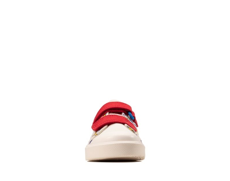 Clarks City Team Canvas Shoes White Girls - India G7M4489-I6