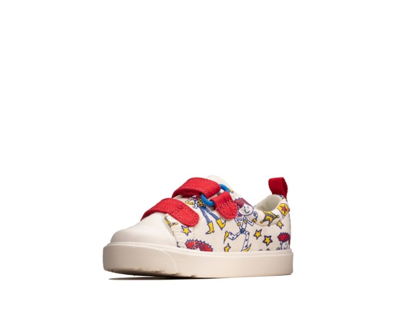 Clarks City Team Canvas Shoes White Girls - India G7M4489-I6