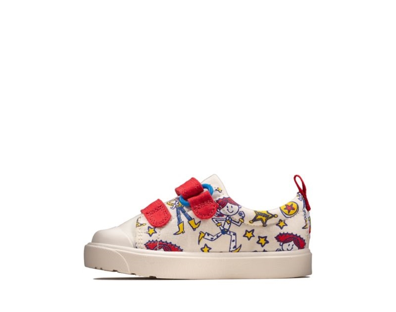Clarks City Team Canvas Shoes White Girls - India G7M4489-I6