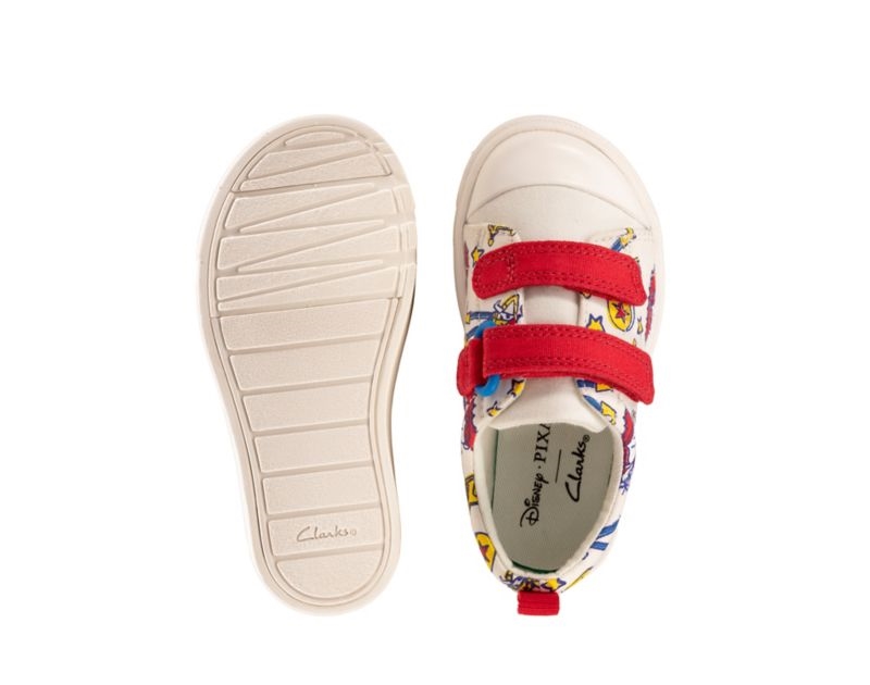 Clarks City Team Canvas Shoes White Girls - India G7M4489-I6