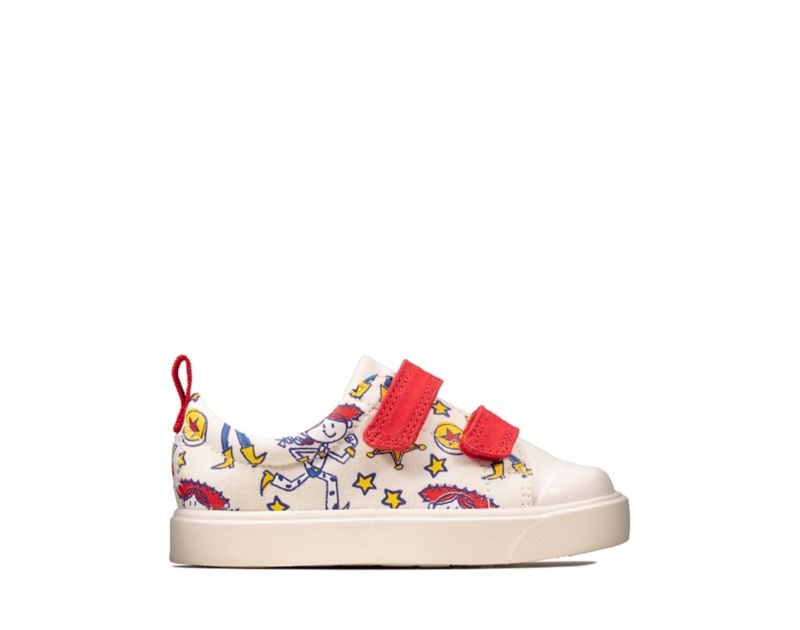 Clarks City Team Canvas Shoes White Girls - India G7M4489-I6