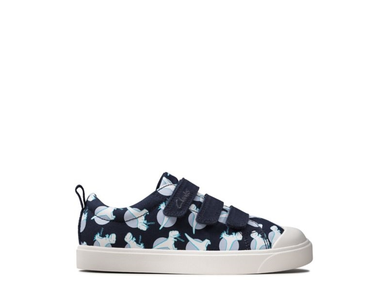 Clarks City Vibe Canvas Shoes Navy Girls - India O2V4401-U3