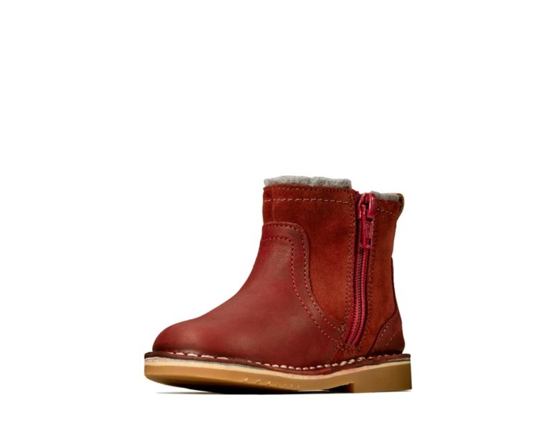 Clarks Comet Frost Boots Dark Red Girls - India Y0M5903-I1