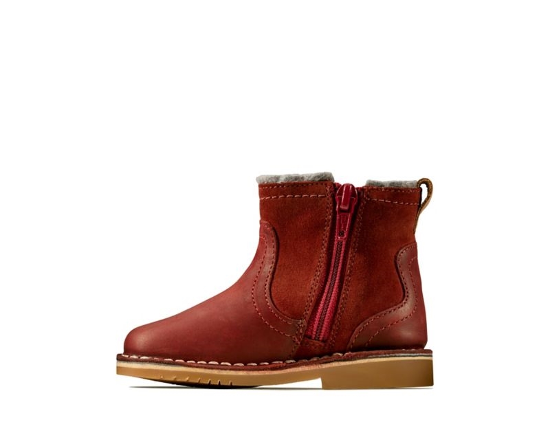 Clarks Comet Frost Boots Dark Red Girls - India Y0M5903-I1