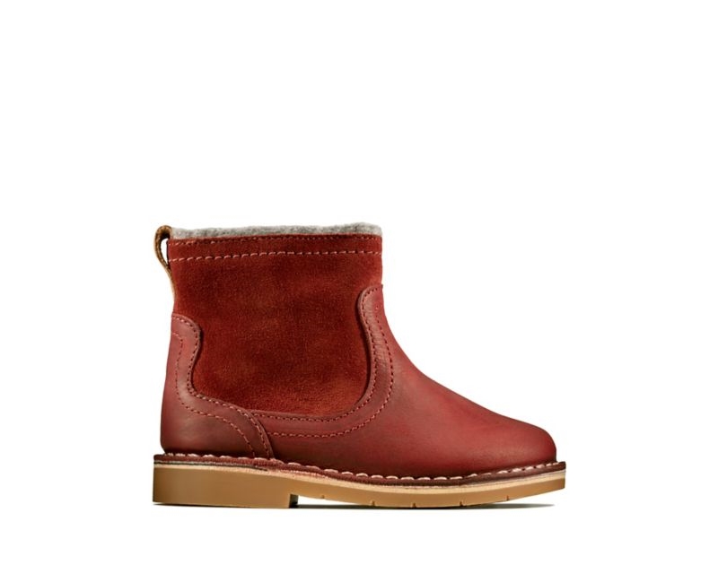 Clarks Comet Frost Boots Dark Red Girls - India Y0M5903-I1