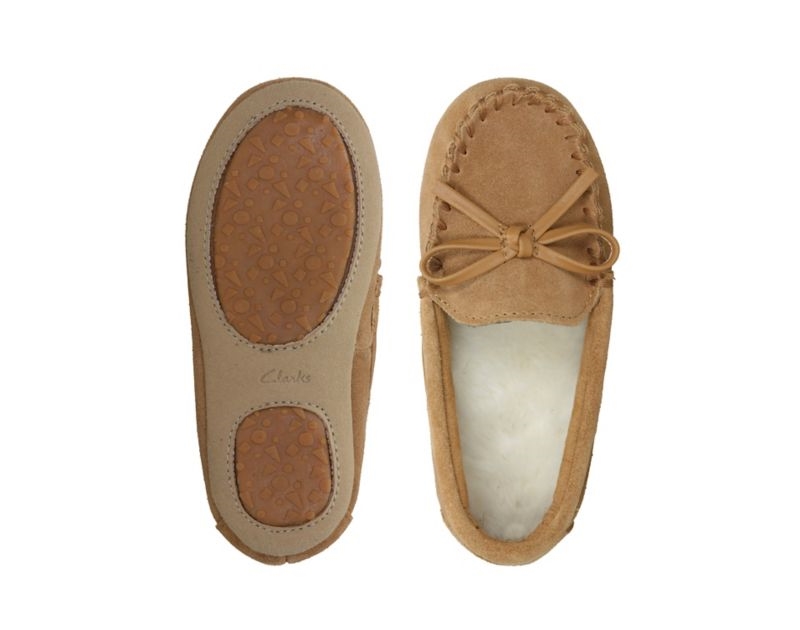 Clarks Crackling Flo Slippers Brown Girls - India C6V1439-H8