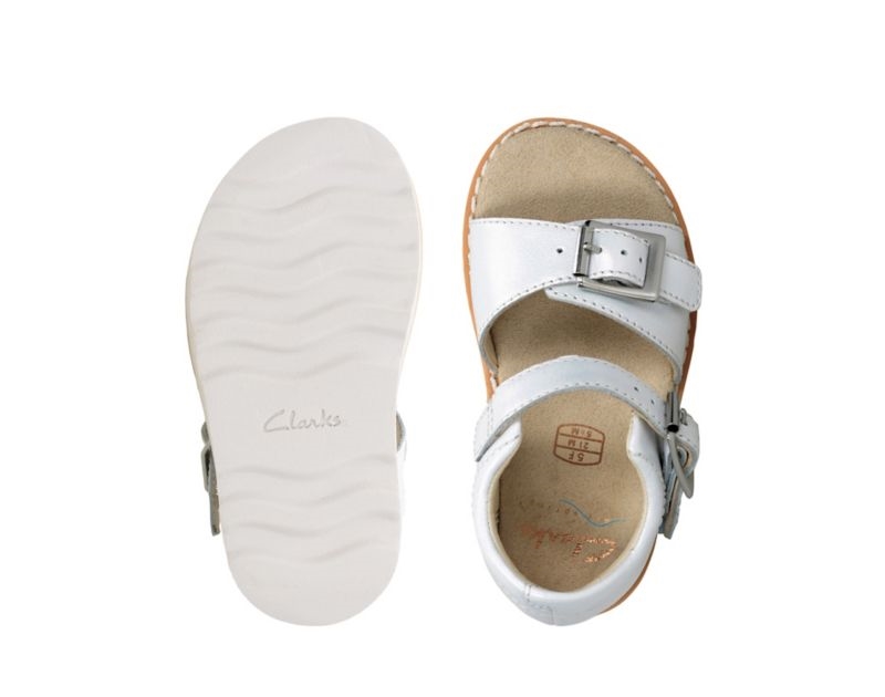 Clarks Crown Bloom Sandals White Girls - India Q1W9210-P1