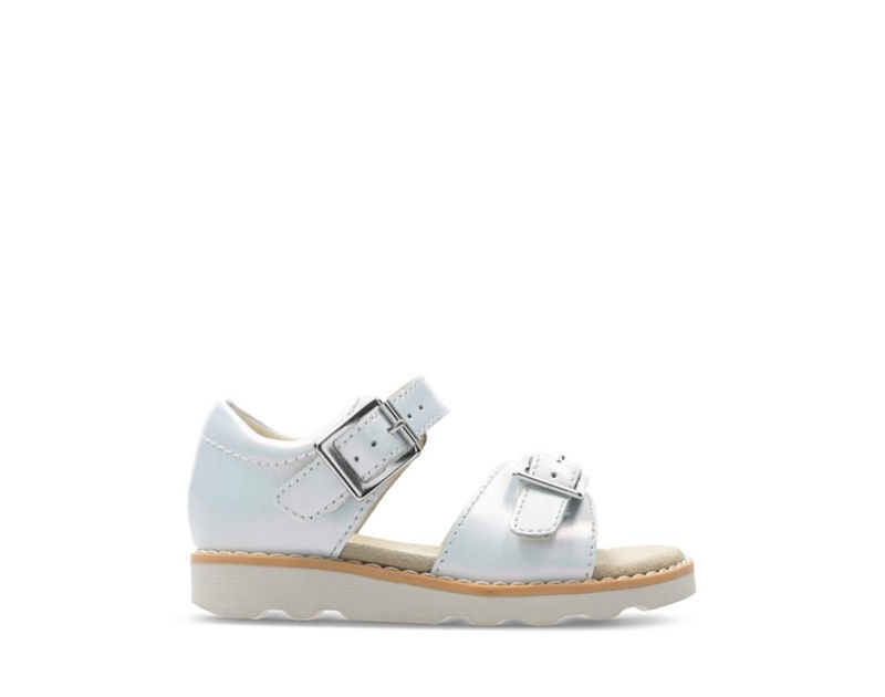 Clarks Crown Bloom Sandals White Girls - India Q1W9210-P1