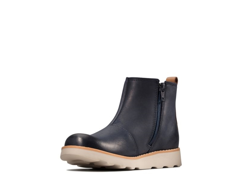 Clarks Crown Halo Chelsea Boots Navy Girls - India U6S1377-A4