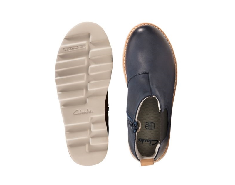 Clarks Crown Halo Chelsea Boots Navy Girls - India U6S1377-A4
