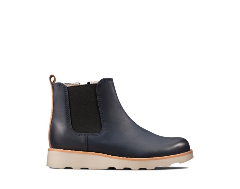 Clarks Crown Halo Chelsea Boots Navy Girls - India U6S1377-A4