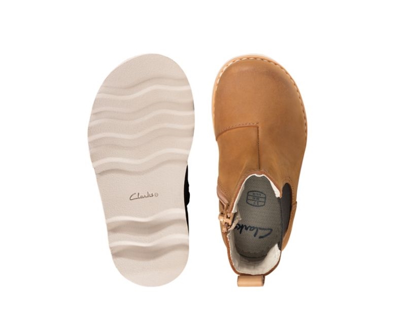 Clarks Crown Halo Chelsea Boots Toddler Shoes Brown Girls - India R7Z6310-L0