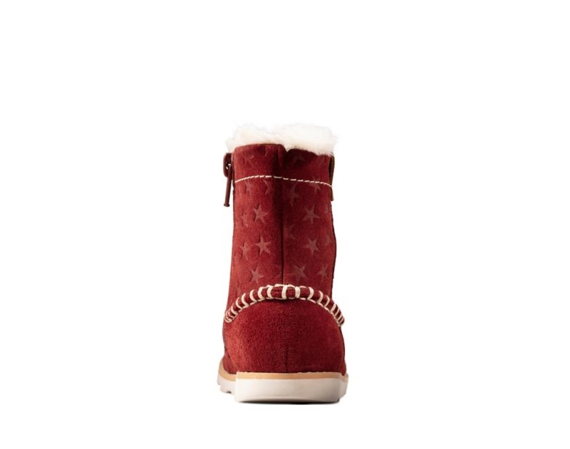 Clarks Crown Piper Down Boots Dark Red Girls - India R6S3878-C6