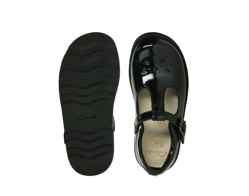 Clarks Crown Wish School Shoes Black Girls - India R6A7932-F2