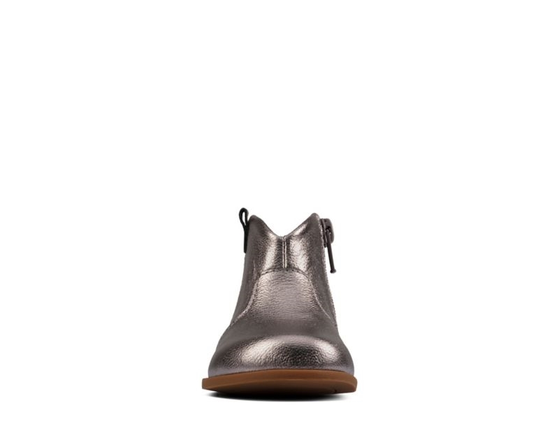 Clarks Drew Dawn Boots Silver Metal Girls - India A3U5434-V3