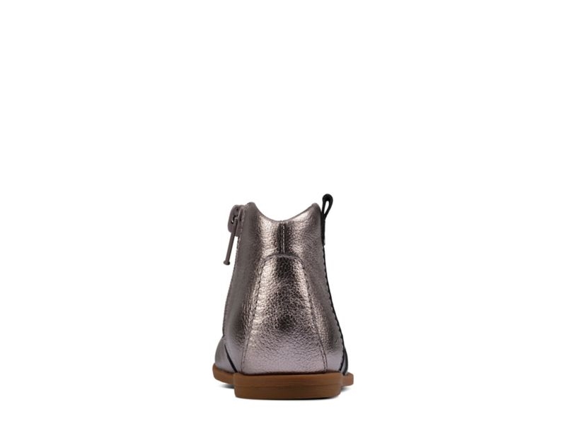 Clarks Drew Dawn Boots Silver Metal Girls - India A3U5434-V3