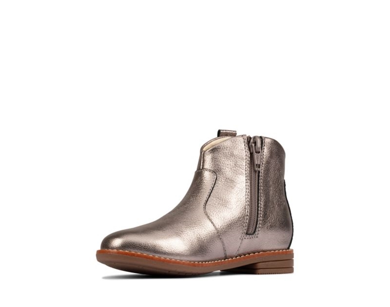 Clarks Drew North Boots Silver Metal Girls - India T1I9277-A8