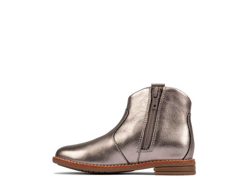 Clarks Drew North Boots Silver Metal Girls - India T1I9277-A8