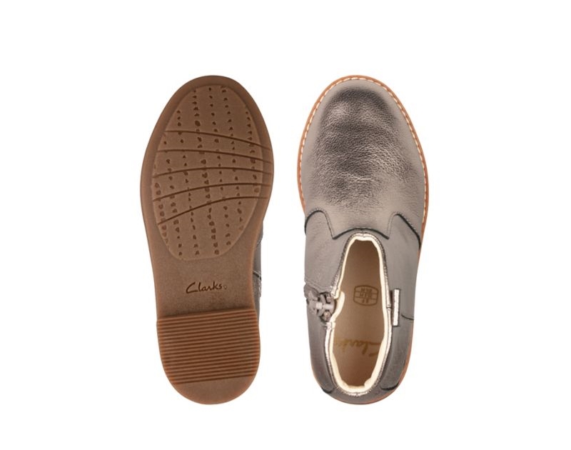 Clarks Drew North Boots Silver Metal Girls - India T1I9277-A8