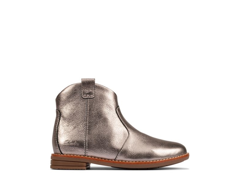 Clarks Drew North Boots Silver Metal Girls - India T1I9277-A8