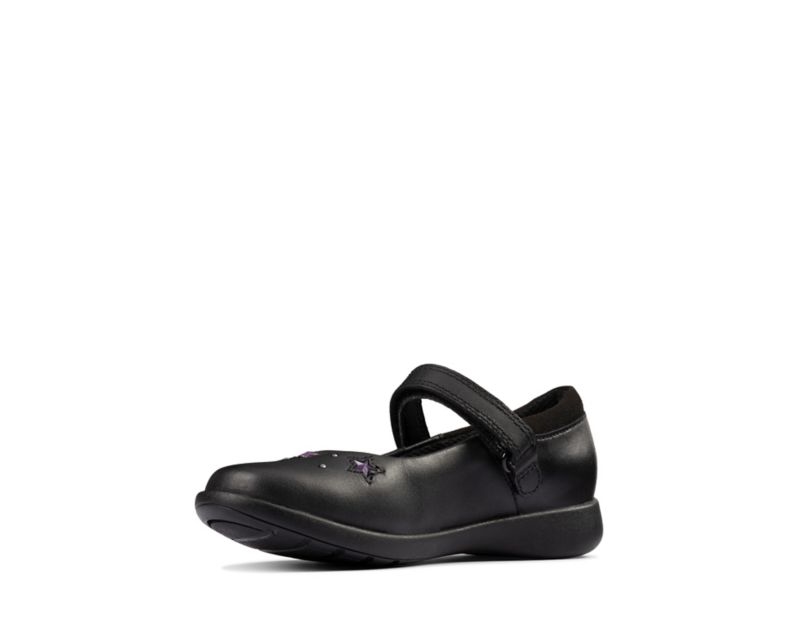 Clarks Etch Bright School Shoes Black Girls - India V6S2889-O6