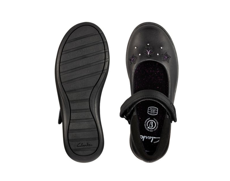 Clarks Etch Bright School Shoes Black Girls - India V6S2889-O6