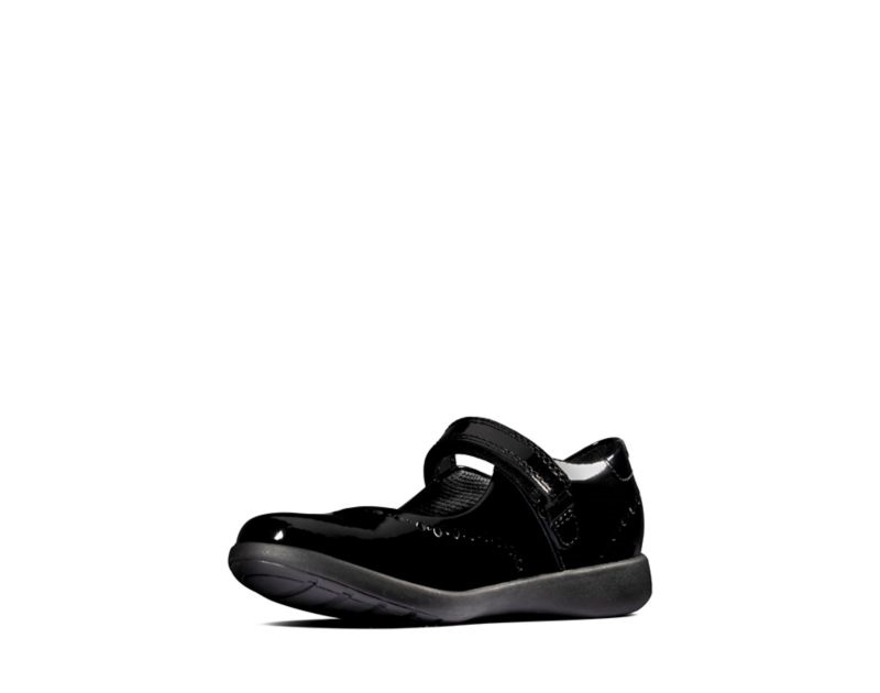 Clarks Etch Craft School Shoes Black Girls - India L3R0288-F7