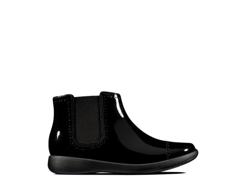 Clarks Etch Form Chelsea Boots School Shoes Black Girls - India T9W6570-N9