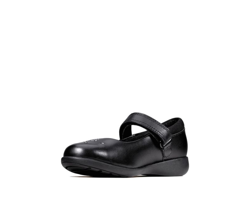 Clarks Etch Spark School Shoes Black Girls - India Q6Q9198-E5