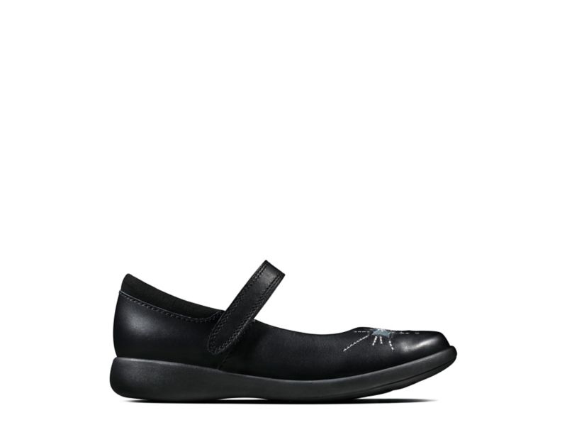 Clarks Etch Spark School Shoes Black Girls - India Q6Q9198-E5